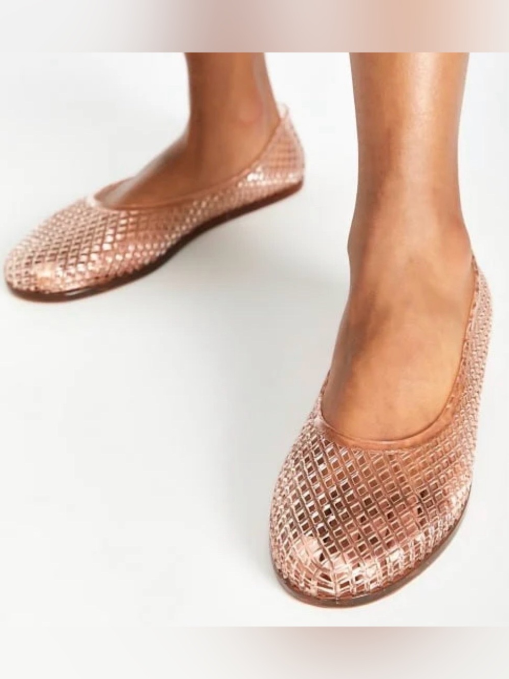 Shoe Dazzle Metallic Rose Gold Woven Flats